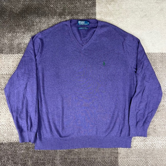 Polo Ralph Lauren Other - Polo Ralph Lauren Mens Purple V Neck Sweater 100% Pima Cotton Mens 2XL